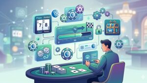 Иллюстрация с элементами игры в баккару и логотипом WebMoney для статьи о бонусах